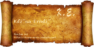 Kósa Ernő névjegykártya